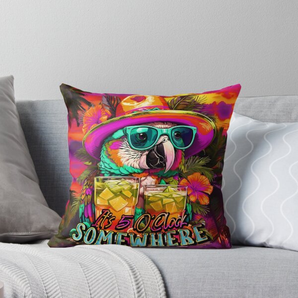 Item preview, It's 5 o'clock somewhere Tropical Parrot Cocktail Sunset Beach designed and sold by MindWave THC.