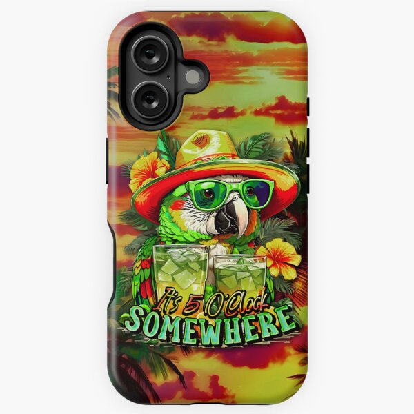 Item preview, It's 5 o'clock somewhere Tropical Parrot Cocktail Sunset Beach designed and sold by MindWave THC.