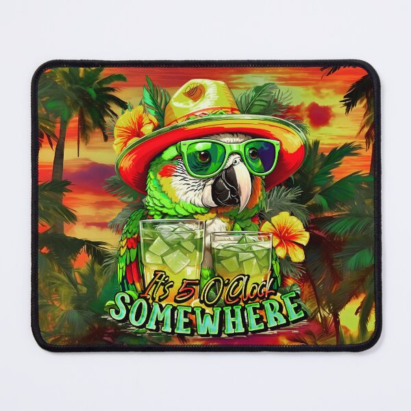 Item preview, It's 5 o'clock somewhere Tropical Parrot Cocktail Sunset Beach designed and sold by MindWave THC.