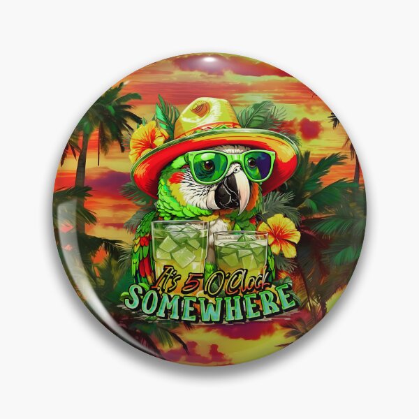 Item preview, It's 5 o'clock somewhere Tropical Parrot Cocktail Sunset Beach designed and sold by MindWave THC.