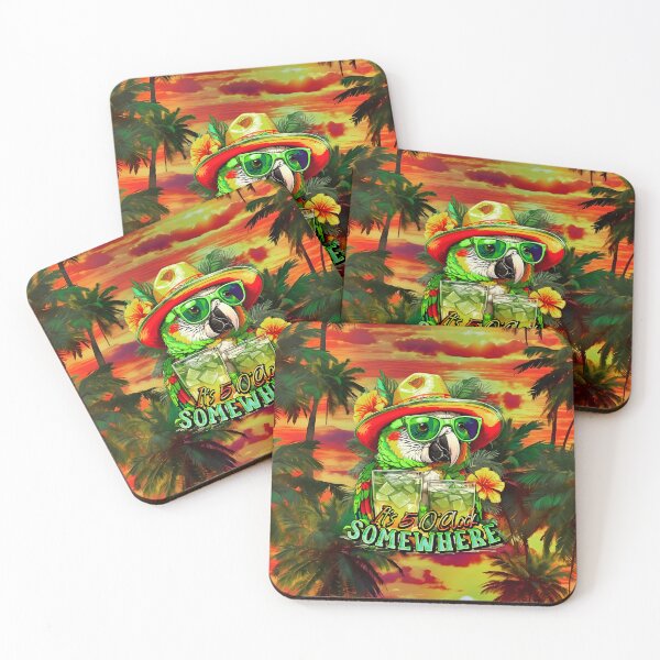 Item preview, It's 5 o'clock somewhere Tropical Parrot Cocktail Sunset Beach designed and sold by MindWave THC.