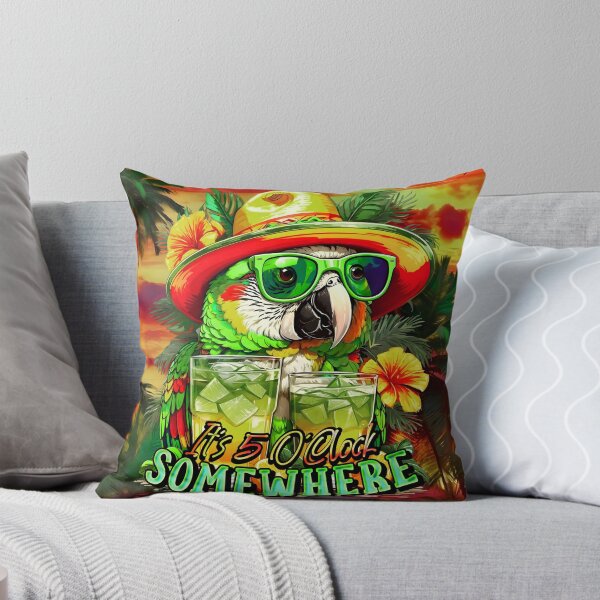 Item preview, It's 5 o'clock somewhere Tropical Parrot Cocktail Sunset Beach designed and sold by MindWave THC.