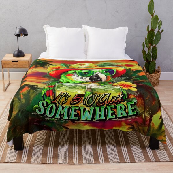 Item preview, It's 5 o'clock somewhere Tropical Parrot Cocktail Sunset Beach designed and sold by MindWave THC.