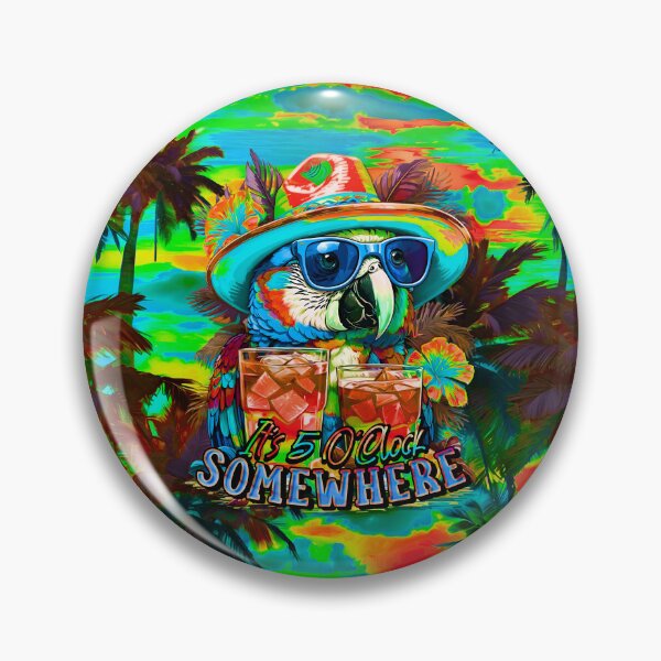 Item preview, It's 5 o'clock somewhere Tropical Parrot Cocktail Sunset Beach designed and sold by MindWave THC.
