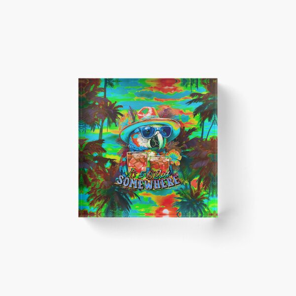 Item preview, It's 5 o'clock somewhere Tropical Parrot Cocktail Sunset Beach designed and sold by MindWave THC.