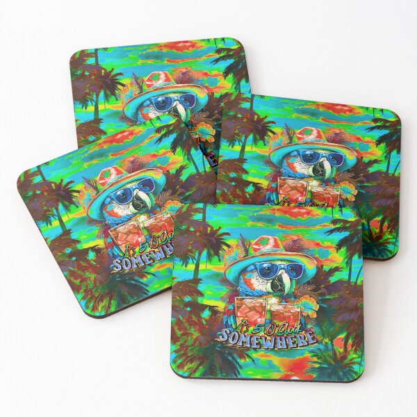 Item preview, It's 5 o'clock somewhere Tropical Parrot Cocktail Sunset Beach designed and sold by MindWave THC.