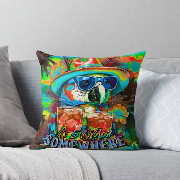 Item preview, It's 5 o'clock somewhere Tropical Parrot Cocktail Sunset Beach designed and sold by MindWave THC.