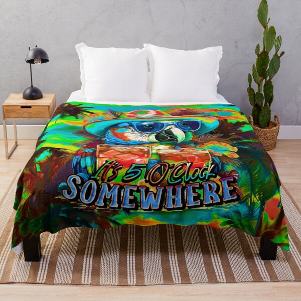 Item preview, It's 5 o'clock somewhere Tropical Parrot Cocktail Sunset Beach designed and sold by MindWave THC.