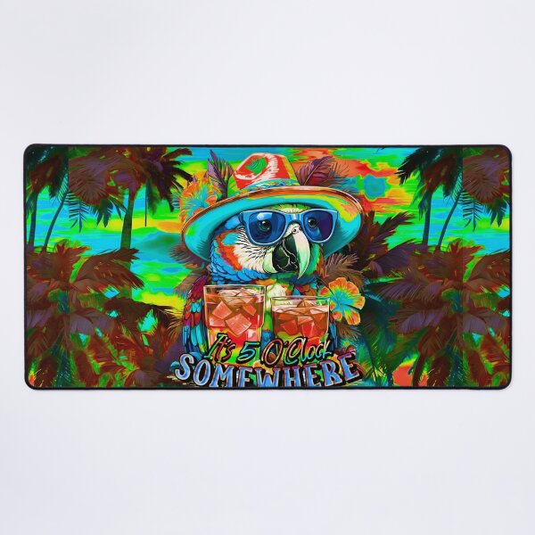 Item preview, It's 5 o'clock somewhere Tropical Parrot Cocktail Sunset Beach designed and sold by MindWave THC.