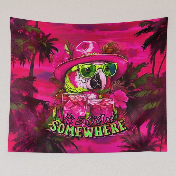 Item preview, It's 5 o'clock somewhere Tropical Parrot Cocktail Sunset Beach designed and sold by MindWave THC.