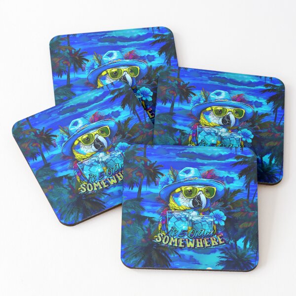 Item preview, It's 5 o'clock somewhere Tropical Parrot Cocktail Sunset Beach designed and sold by MindWave THC.