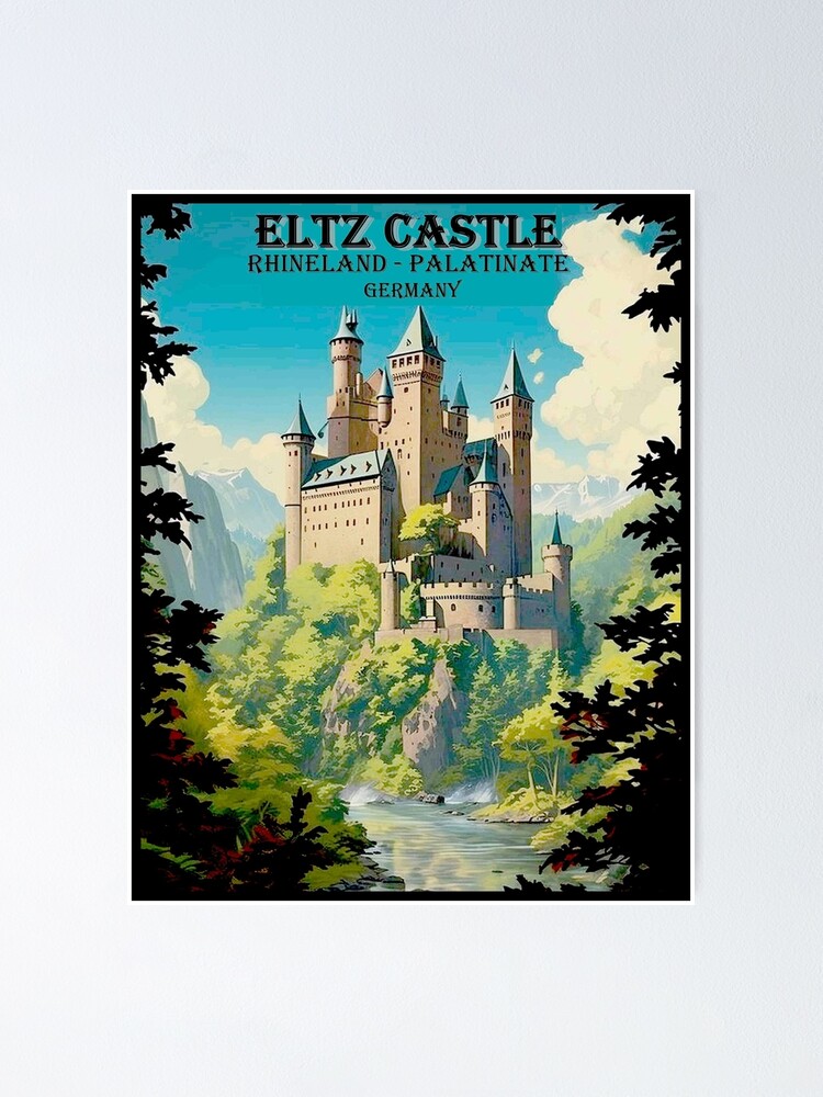 Thumbnail 1 of 3, Poster, Eltz Castle Vintage Rhineland Germany Travel and Tourism Advertising Print designed and sold by posterbobs.