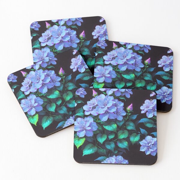 Item preview, Glowing Hydrangeas seamless pattern retro vintage 80s design designed and sold by BorgSpareParts.