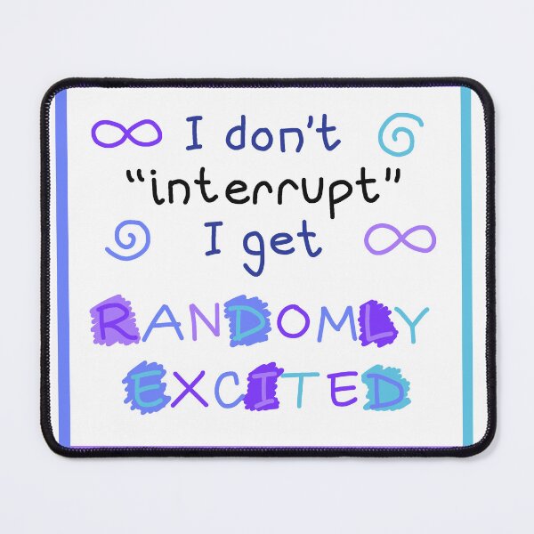 Item preview, “I get randomly excited” neurodiversity print (square) (blue/purple) designed and sold by ThatSpicyStitch.