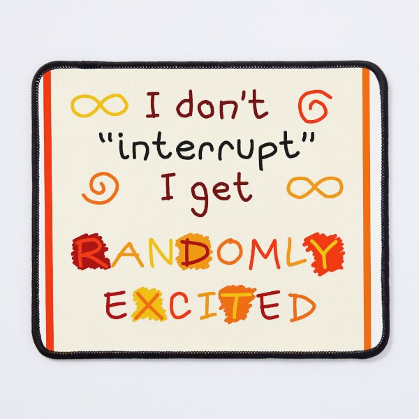 Item preview, “I get randomly excited” neurodiversity print (square) (Red/yellow) designed and sold by ThatSpicyStitch.