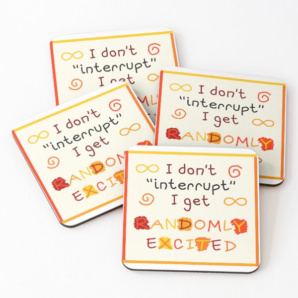 Item preview, “I get randomly excited” neurodiversity print (square) (Red/yellow) designed and sold by ThatSpicyStitch.