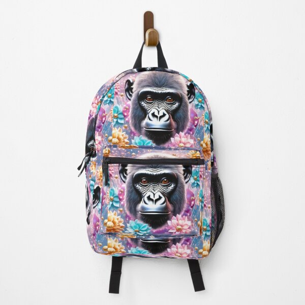 Item preview, gorilla head on flowery background designed and sold by janjacbu.