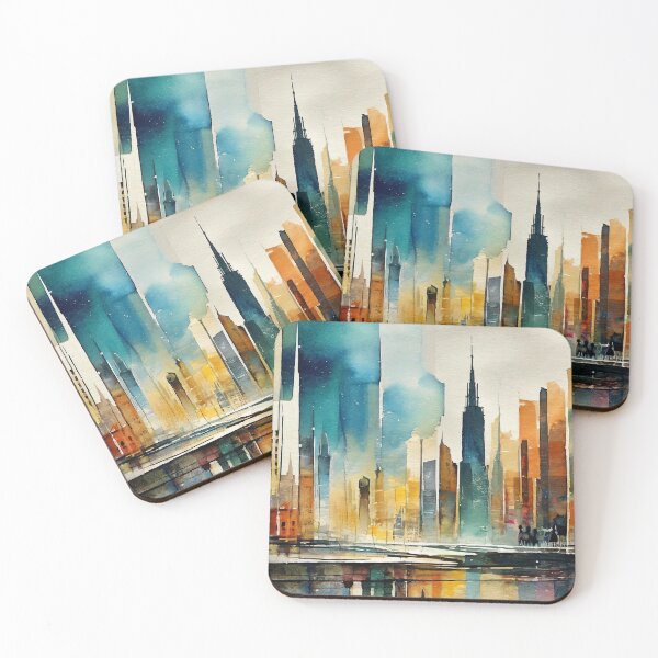 Item preview, Abstract watercolor collage on the urban theme designed and sold by evk-art.