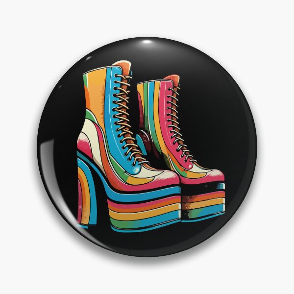Item preview, 1970s Glam Rock Retro Multi-coloured Platform Boots designed and sold by Hot-Proper-Tees.