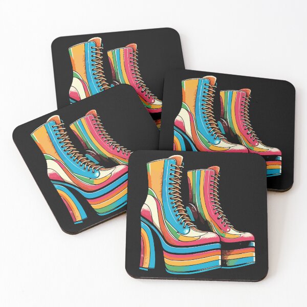 Item preview, 1970s Glam Rock Retro Multi-coloured Platform Boots designed and sold by Hot-Proper-Tees.