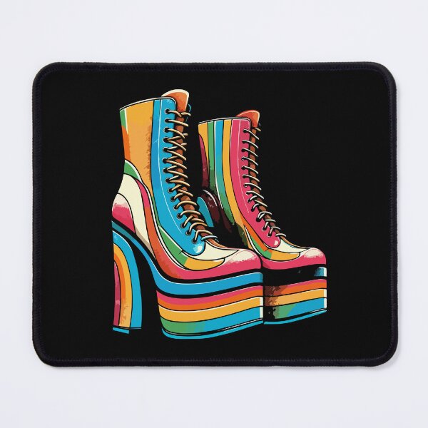 Item preview, 1970s Glam Rock Retro Multi-coloured Platform Boots designed and sold by Hot-Proper-Tees.
