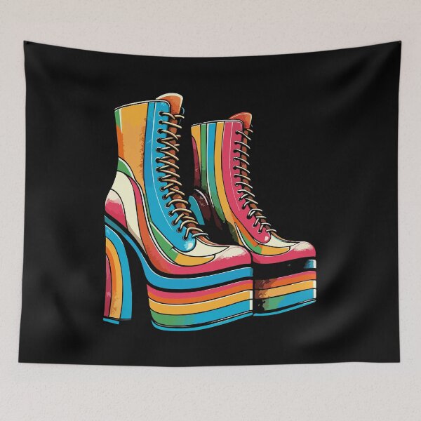 Item preview, 1970s Glam Rock Retro Multi-coloured Platform Boots designed and sold by Hot-Proper-Tees.