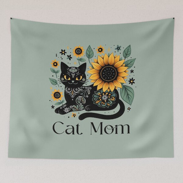 Item preview, Boho Sunflower Cat Mom designed and sold by darkskydelights.
