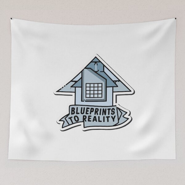 Item preview, House Blueprint Technical Design with 'Blueprints To Reality' Quote designed and sold by NiftyWrx.
