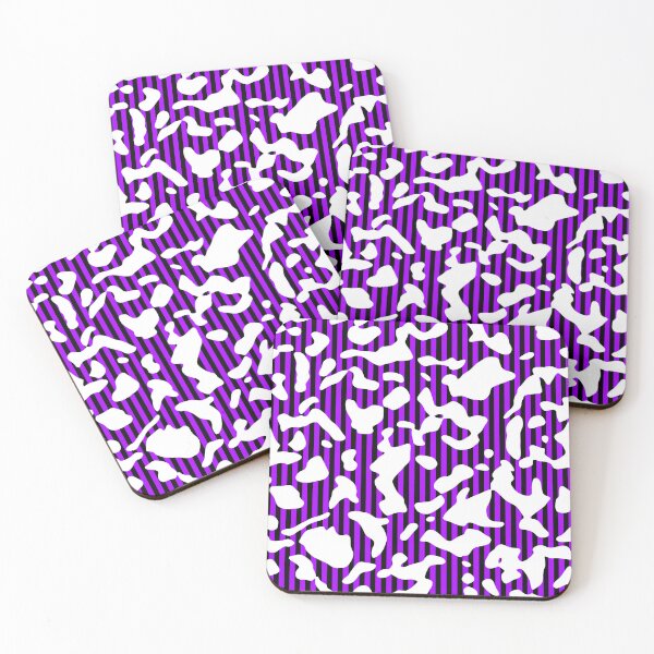 Item preview, White Cowprint Over Purple and Black Verticle Stripes designed and sold by TheRulerofEarth.