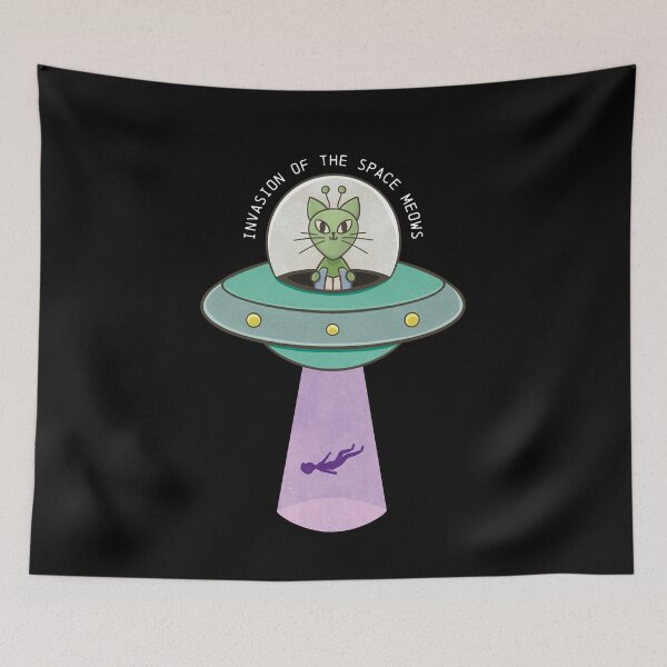 Item preview, Invasion of the space meows for cat lovers and ufo enthusiast designed and sold by GosiaArtGarden.