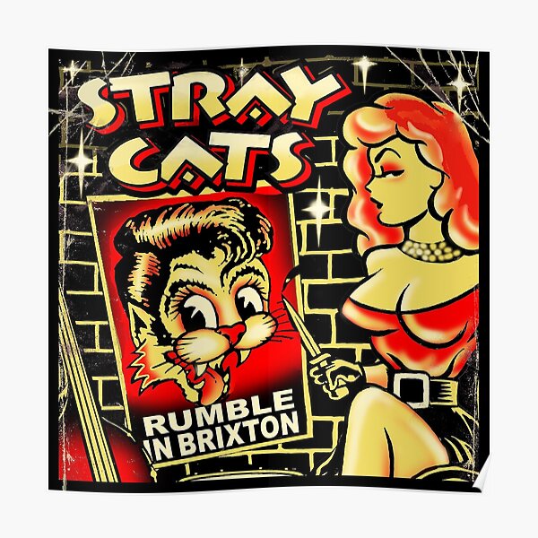 未見バージョン！８８年☆額付 大 ポスター STRAYCATS ストレイ