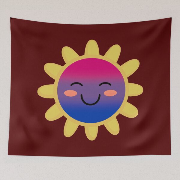 Item preview, Cute Bisexual Pride Flag Sun, Kawaii Bisexual Sun Design designed and sold by Travelslightly.