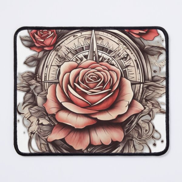 Item preview, Rose Compass Serenity: Tattoo-Inspired designed and sold by NEWMANTRENDS.