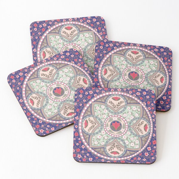 Item preview, Floral Folk Mandala Blue designed and sold by TabMaraArt.