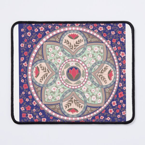 Item preview, Floral Folk Mandala Blue designed and sold by TabMaraArt.