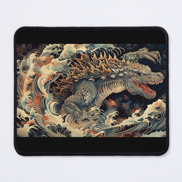 Item preview, Kaiju monster in a Hokusai tsunami designed and sold by okeyjet.