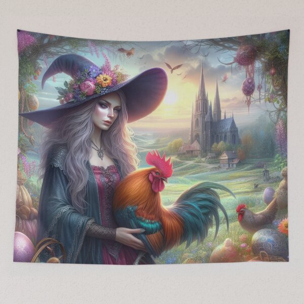Item preview, beautiful witch with in purple dress fantasy easter landscape designed and sold by Expressions-Sel.