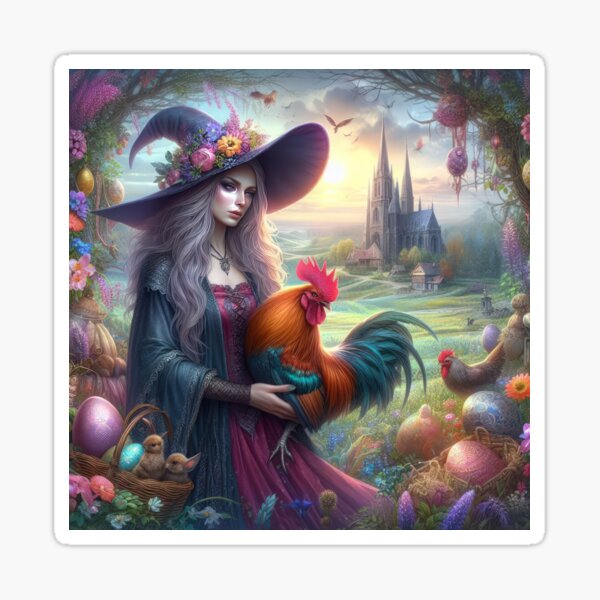 Item preview, beautiful witch with in purple dress fantasy easter landscape designed and sold by Expressions-Sel.
