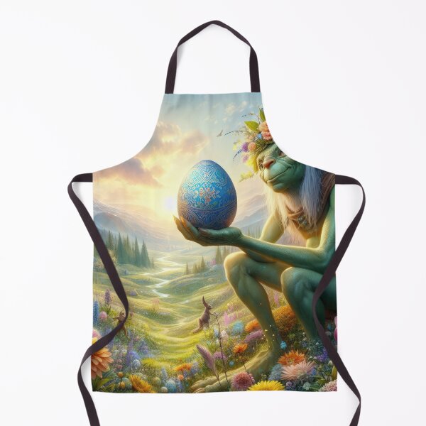 Artikelvorschau, Sitzen grüner Goblin mit Osterei Fantasy Osterlandschaft entworfen und verkauft von Expressions-Sel.