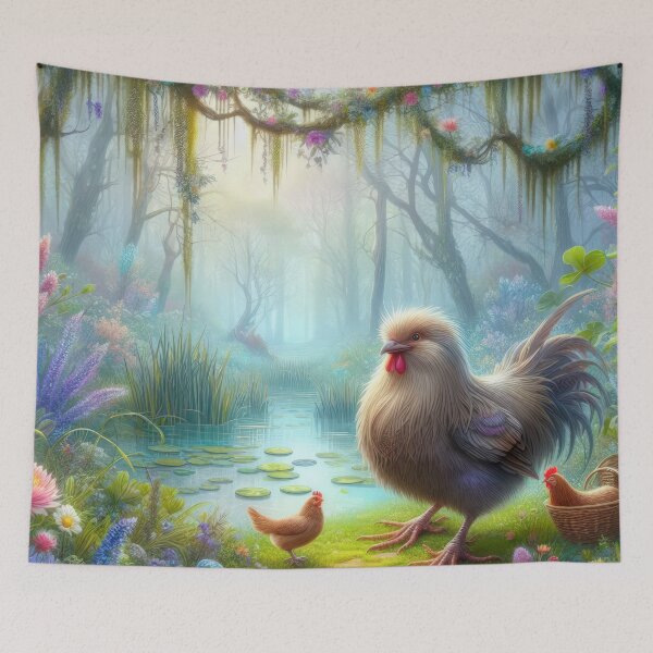 Item preview, large hen with ordinary hens fantasy easter landscape designed and sold by Expressions-Sel.