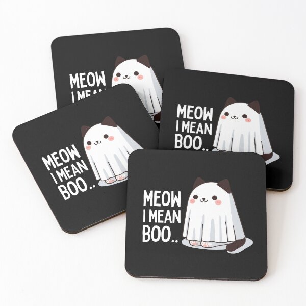 Item preview, Meow I Mean Boo Cute Cat Ghost designed and sold by VerveVerseBoo.
