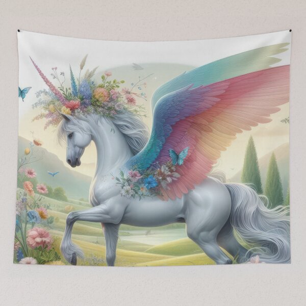Item preview, Pegasus with flowers fantasy easter landscape designed and sold by Expressions-Sel.