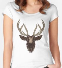 The Majestic Deer. Women's Fitted Scoop T-Shirt