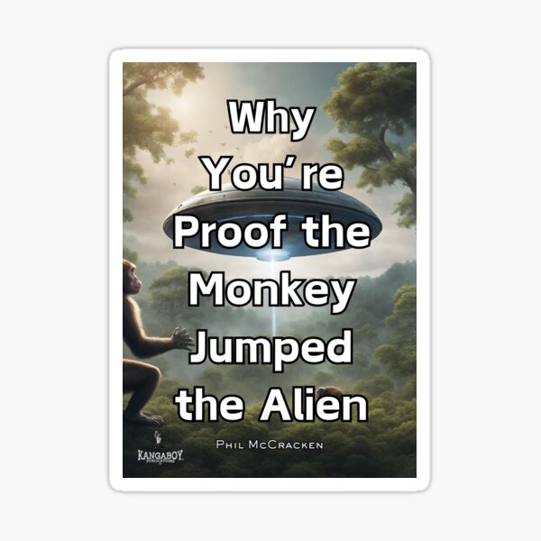 Fun Fake Book Cover, Monkey Jumped Alien Sticker