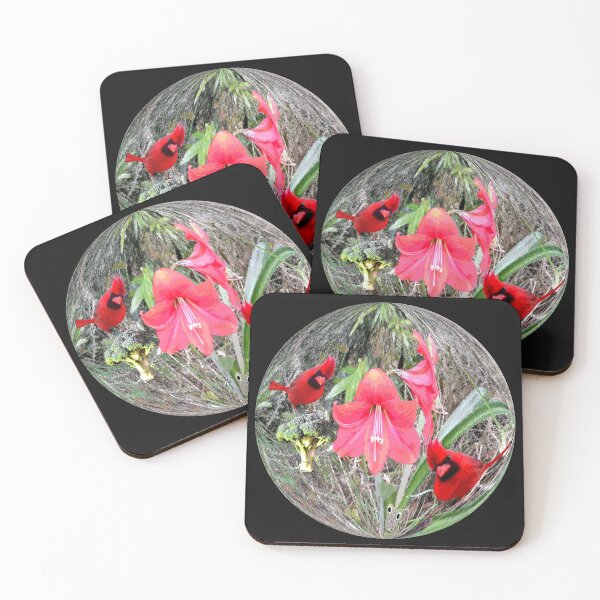 Item preview, Curious Cardinals in Garden with Amaryllis Flowers designed and sold by kristalcurt.