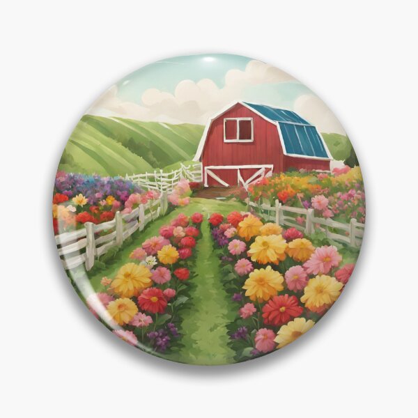Item preview, Vibrant Flower Farm: Rustic Barn, Tree, and Scenic Hills Design by TRYKID designed and sold by TRYKID.