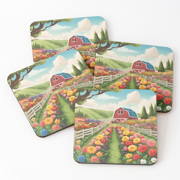 Item preview, Vibrant Flower Farm: Rustic Barn, Tree, and Scenic Hills Design by TRYKID designed and sold by TRYKID.