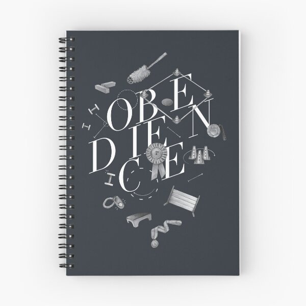 Item preview, Obedience Lettering with Hand Drawn Exercise Illustrations Off Black designed and sold by JustPawsome.
