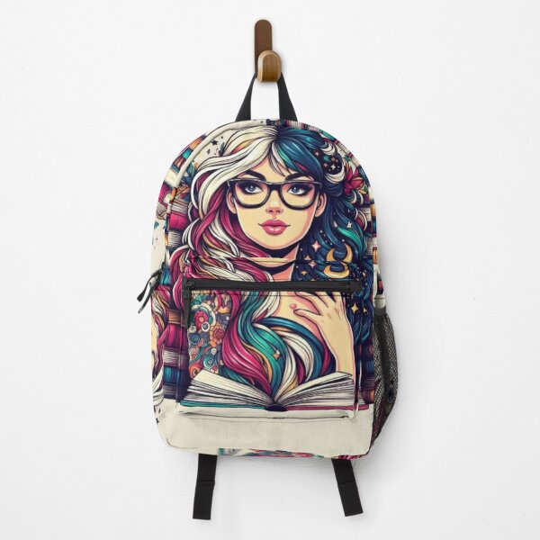 Item preview, Inked Literary Muse: Colorful Woman with Books designed and sold by LyssasMindArt.
