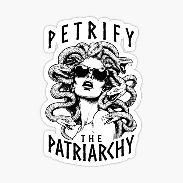 Vista previa del artículo con la obra «Petrificar El Patriarcado Feminista Halloween Gótico Medusa Bruja», diseñado y vendido por GrandeDuc.